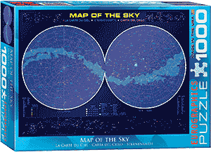 Map of the Sky with English, French, German and Spanish labels -- jigsaw puzzle